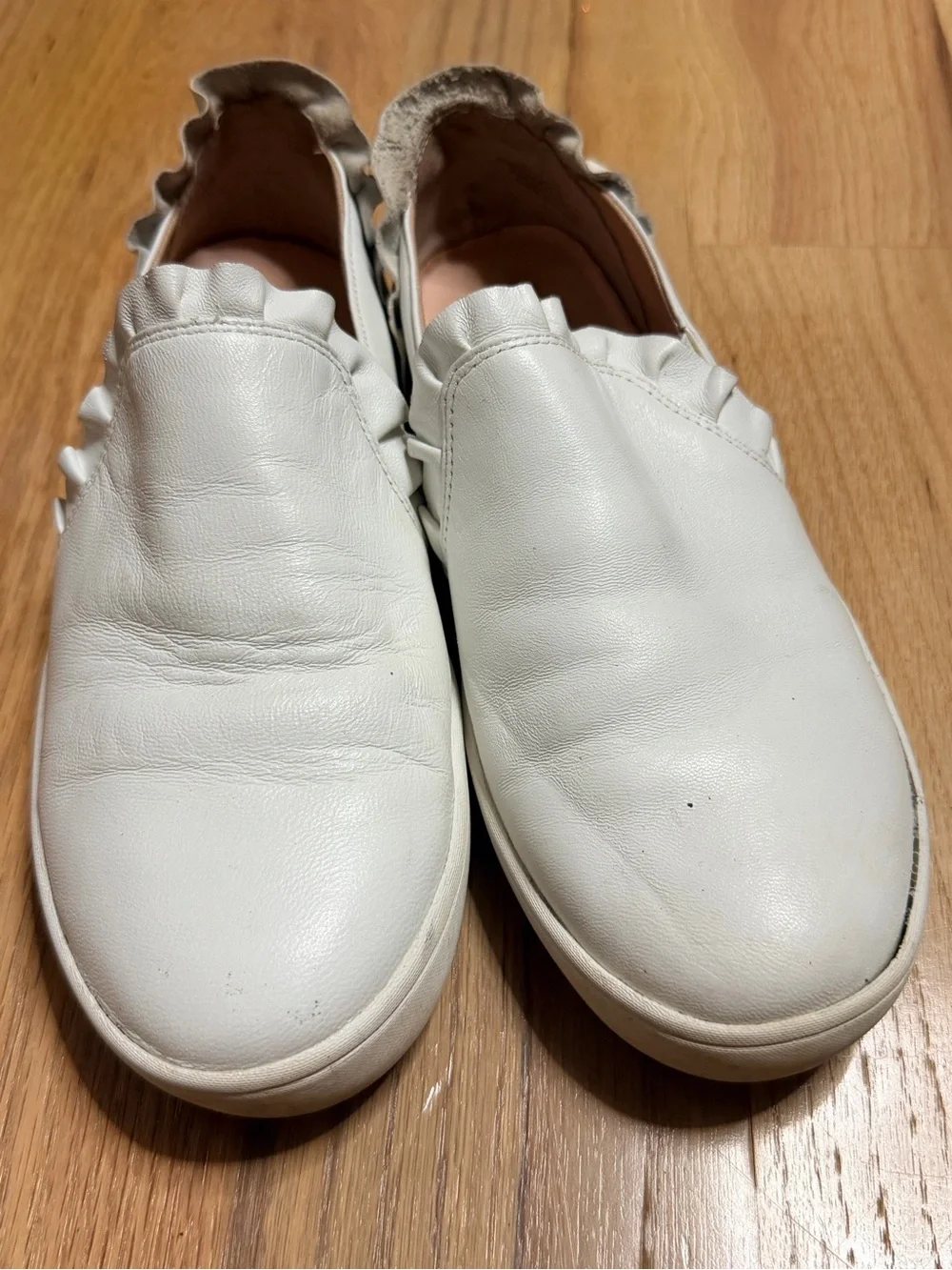 kate Spade “Lilly” Women’s White Leather Sneakers w/ Gold Spade Accent